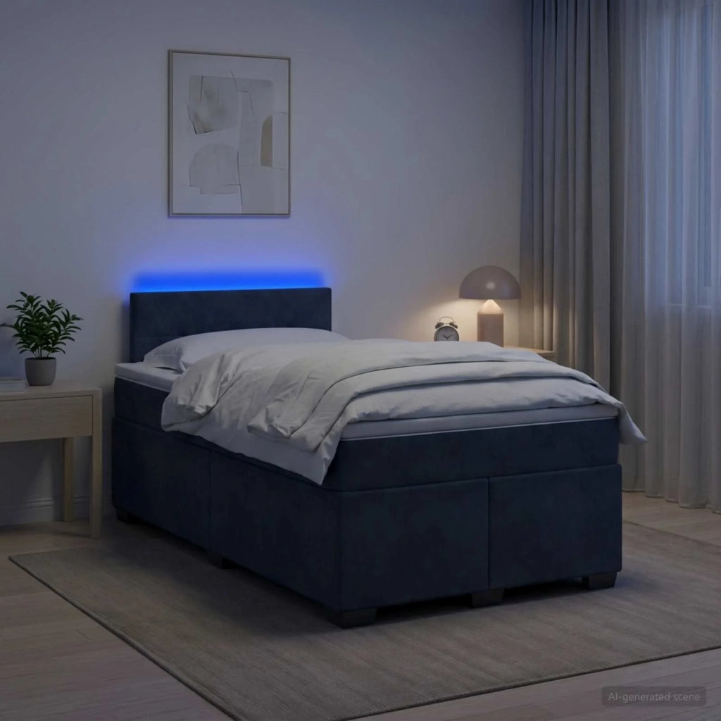 Letto con Box Spring, Materasso e LED Grigio Scuro 120 x 190 cm 3452139