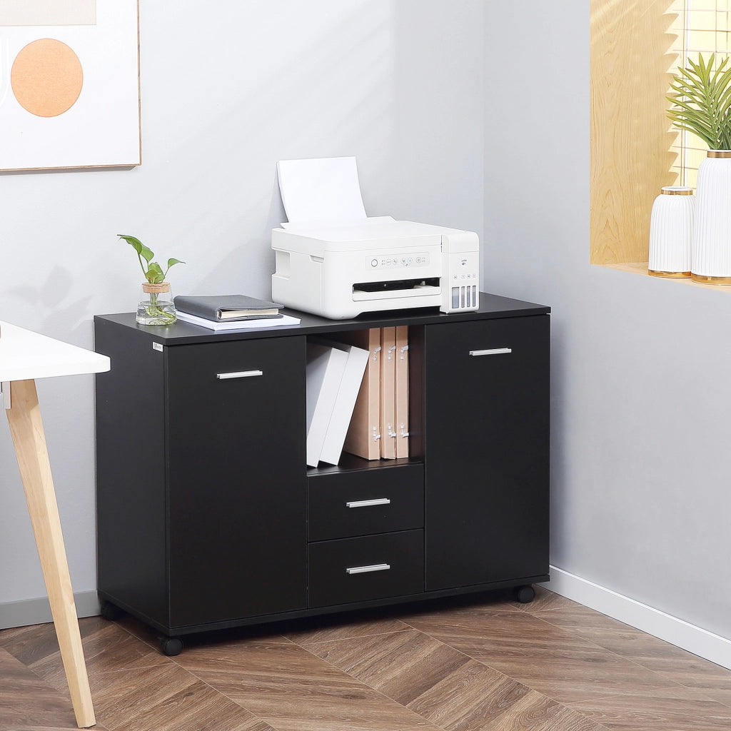 Armadio per Ufficio con Ruote ¨C Minimal ¨C Legno Nero 100x40x71