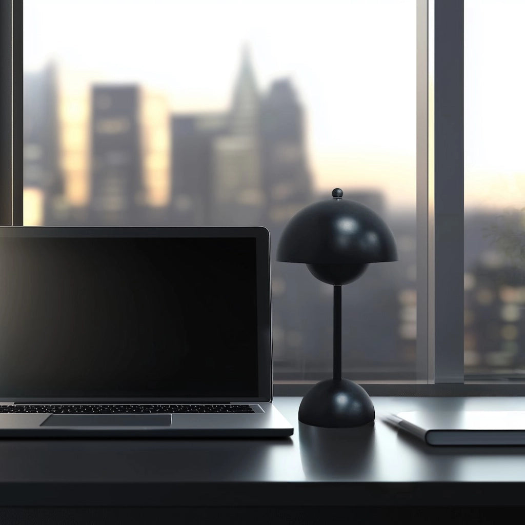 Lampada da tavolo nera sfera LED 3W touch USB-C Costa Milagro