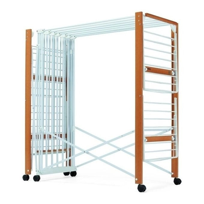 Foppapedretti 9900423606 Allungo Stendino Pieghevole 30m Faggio con Ruote colore Noce