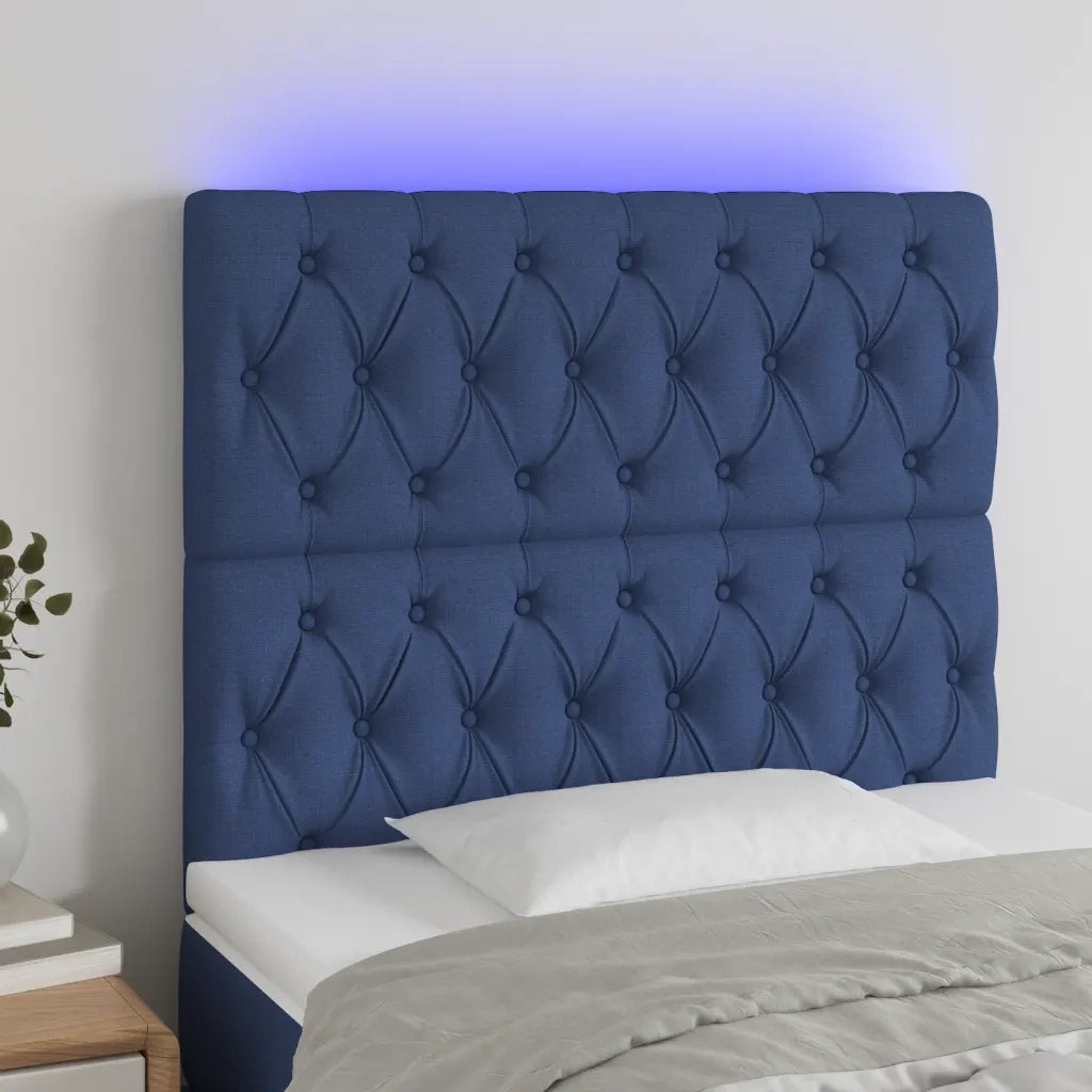 Testiera a LED-Testata con LED Blu 100x7x118/128 cm in Tessuto