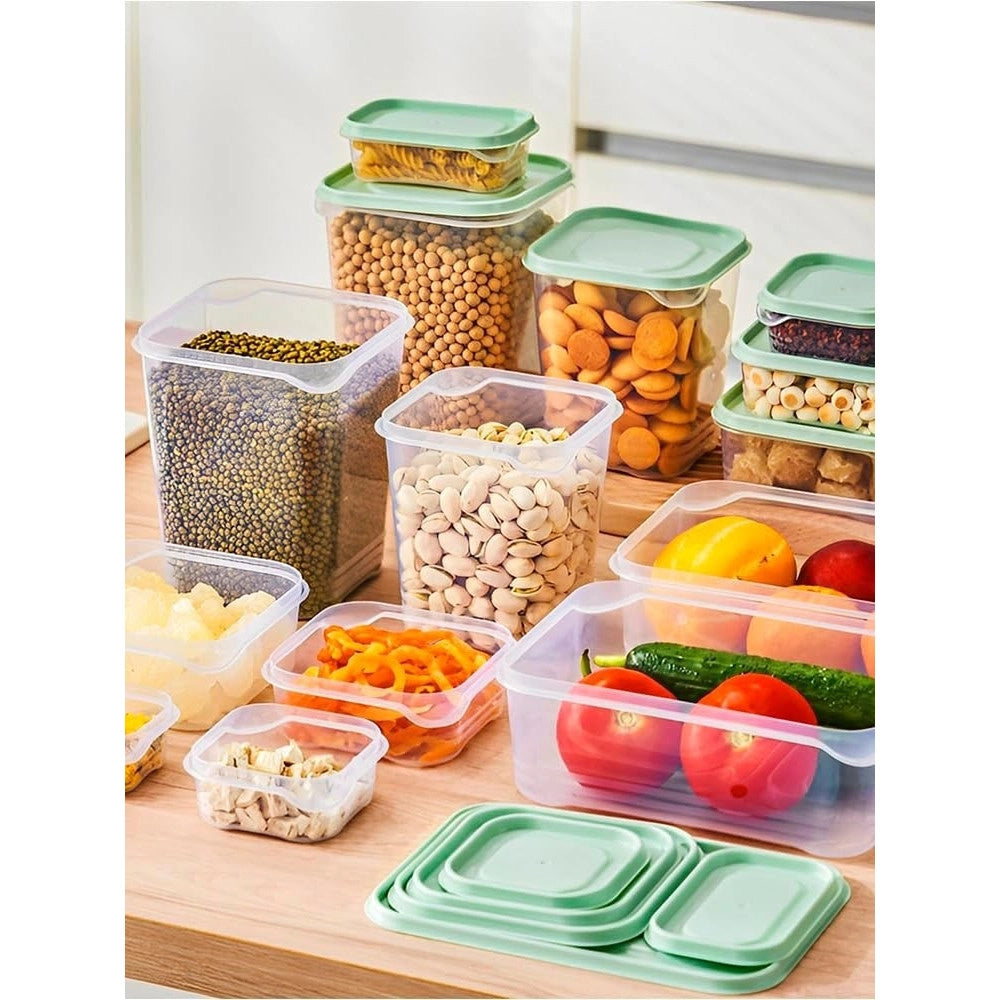 Trade Shop - Set 17pz Contenitori Per Alimenti Con Coperchio Impilabili Trasparenti Microonde -