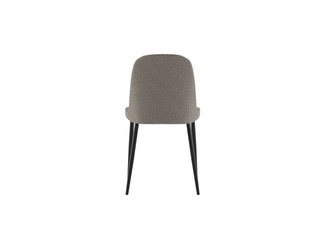 Sedia da pranzo Tamara con struttura in polipropilene e rivestimento in tessuto grigio chiaro, gambe in metallo nero - Stile moderno