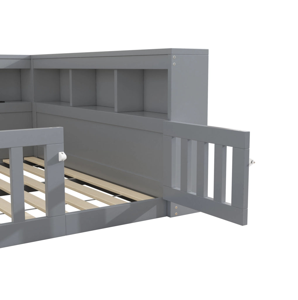 Daybed 140x200 cm con vano laterale, rete a doghe e presa USB