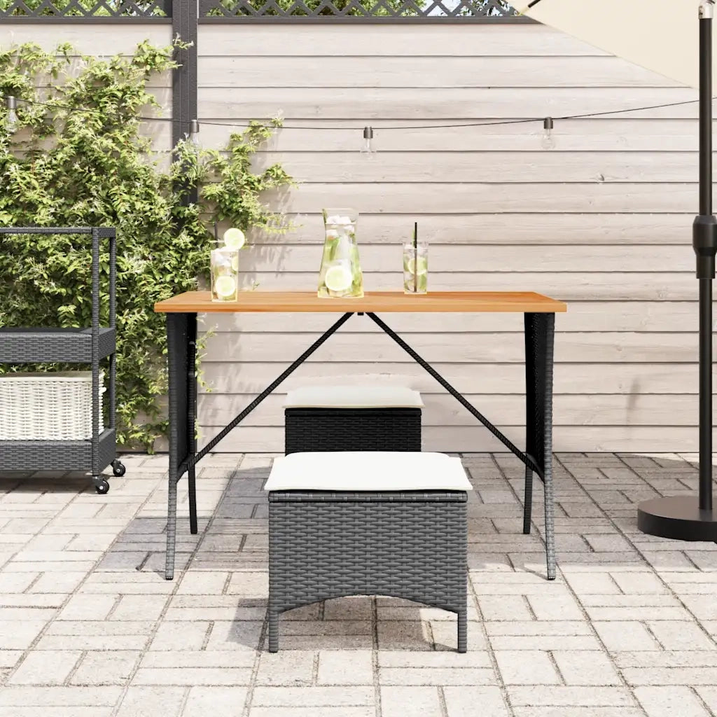 Set da Pranzo da Giardino 3 pz con Cuscini Nero in Polyrattan 4104135