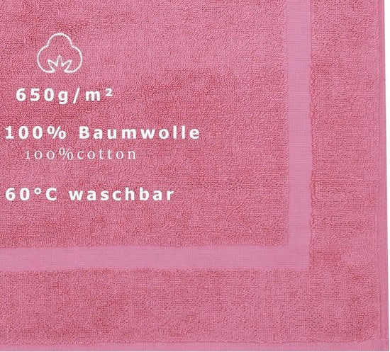 Set di 2 tappeti da bagno tappeto da bagno copertura da bagno asciugamano da bagno tessuto da bagno dimensioni 50 x 70 cm 100% cotone qualità premium 650 g/m² (rosa scuro)