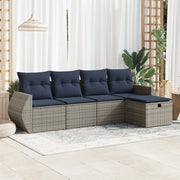 Set Divano da Giardino 5 pz con Cuscini Grigio in Polyrattan 3325567