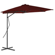 Ombrellone con Palo in Acciaio-Ombrello da giardino Rosso Bord¨° 300x230 cm
