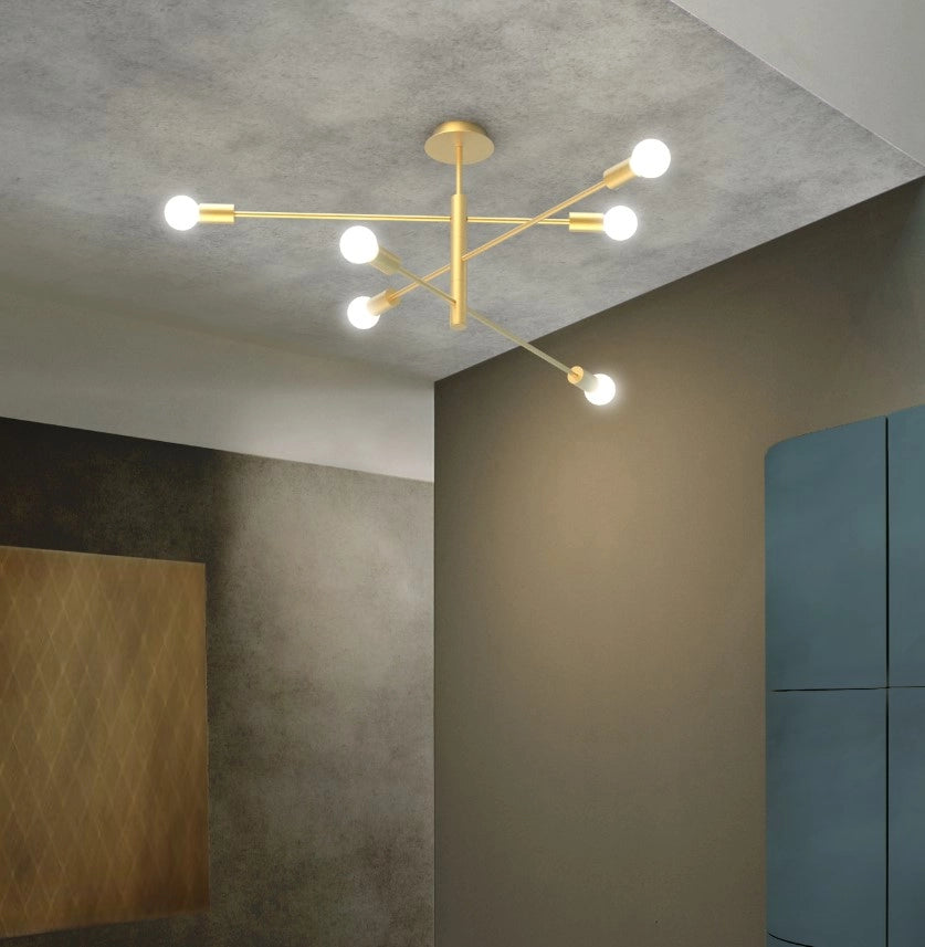 ANNA-PL6 Lampada da soffitto 6 luci ottone spazzolato attacco E27