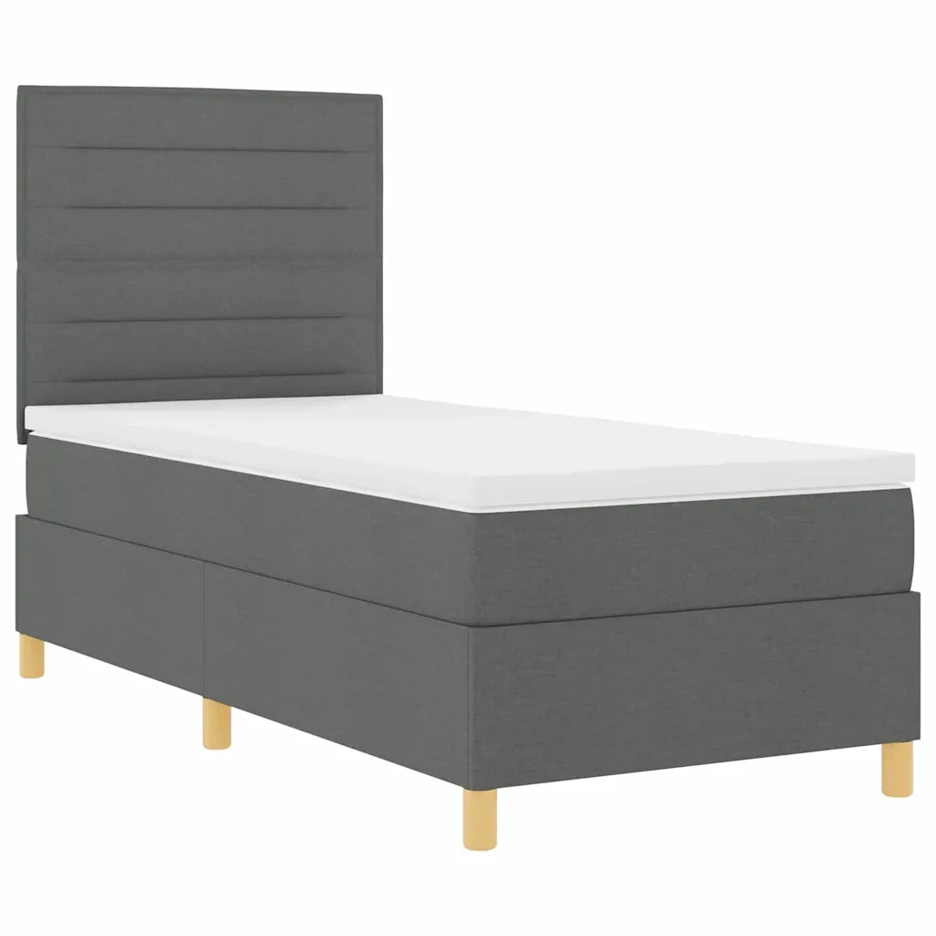 Letto a Sorgente LED Grigio scuro 80 x 200 cm Tessuto