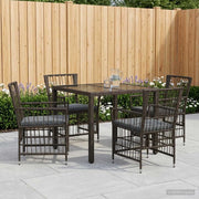 Set da pranzo per esterni 5 pz Nero polyrattan 3448934