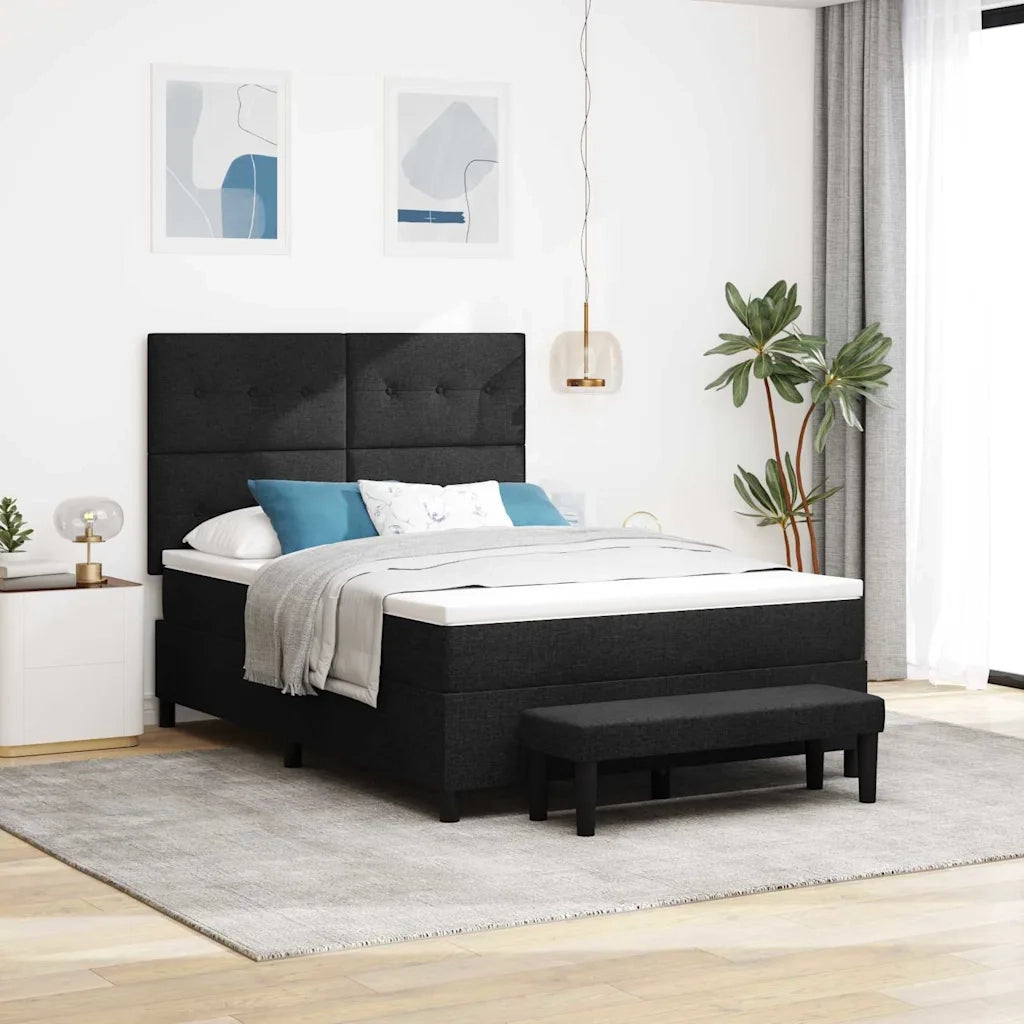 Letto a molle con testiera Nero 140 x 200 cm Tessuto 3344074