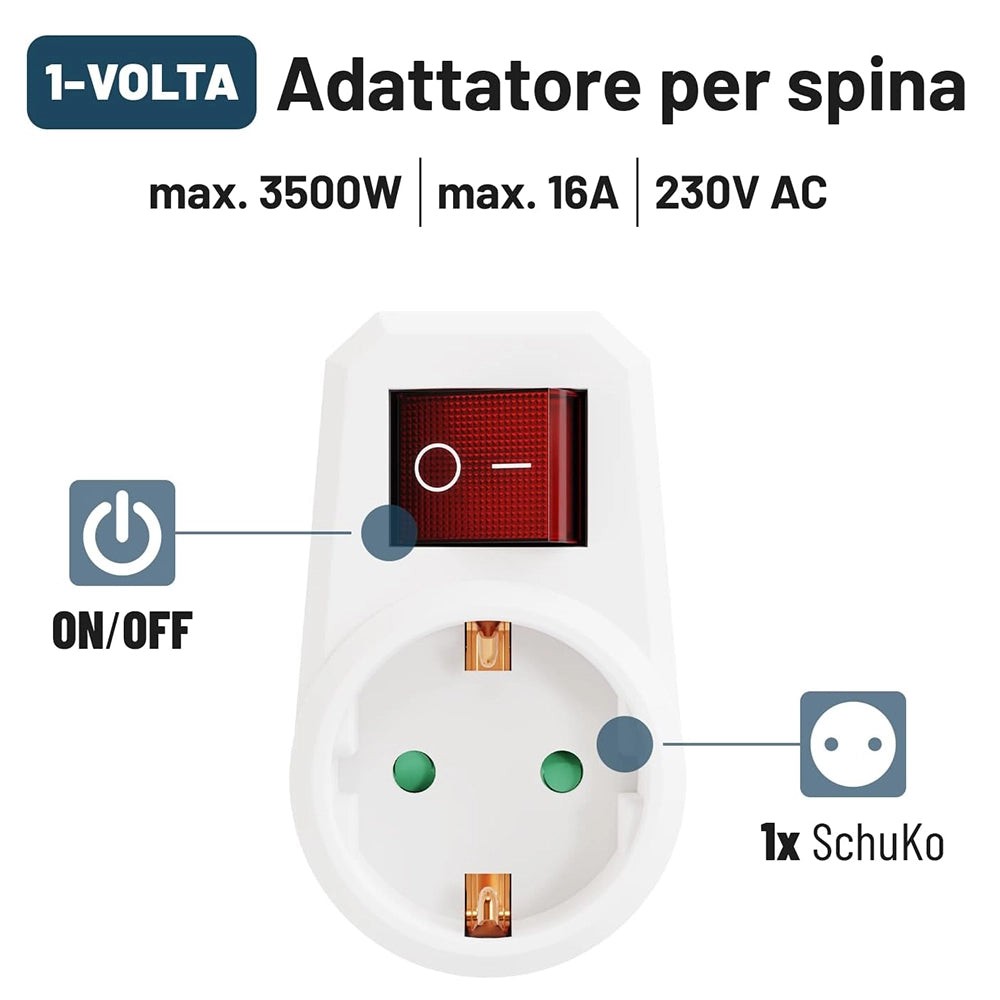 Prese Schuko con Interruttore 2 Poli ¨C Minimal ¨C Bianco