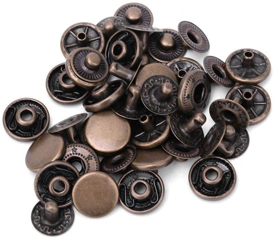 Kit di fermagli a pressione in ottone - Ideale per camicie in pelle - 15 mm - Accessori per jeans e borse - Set da 50