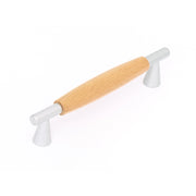 MANIGLIA IN FRASSINO E METALLO 128MM ARGENTO