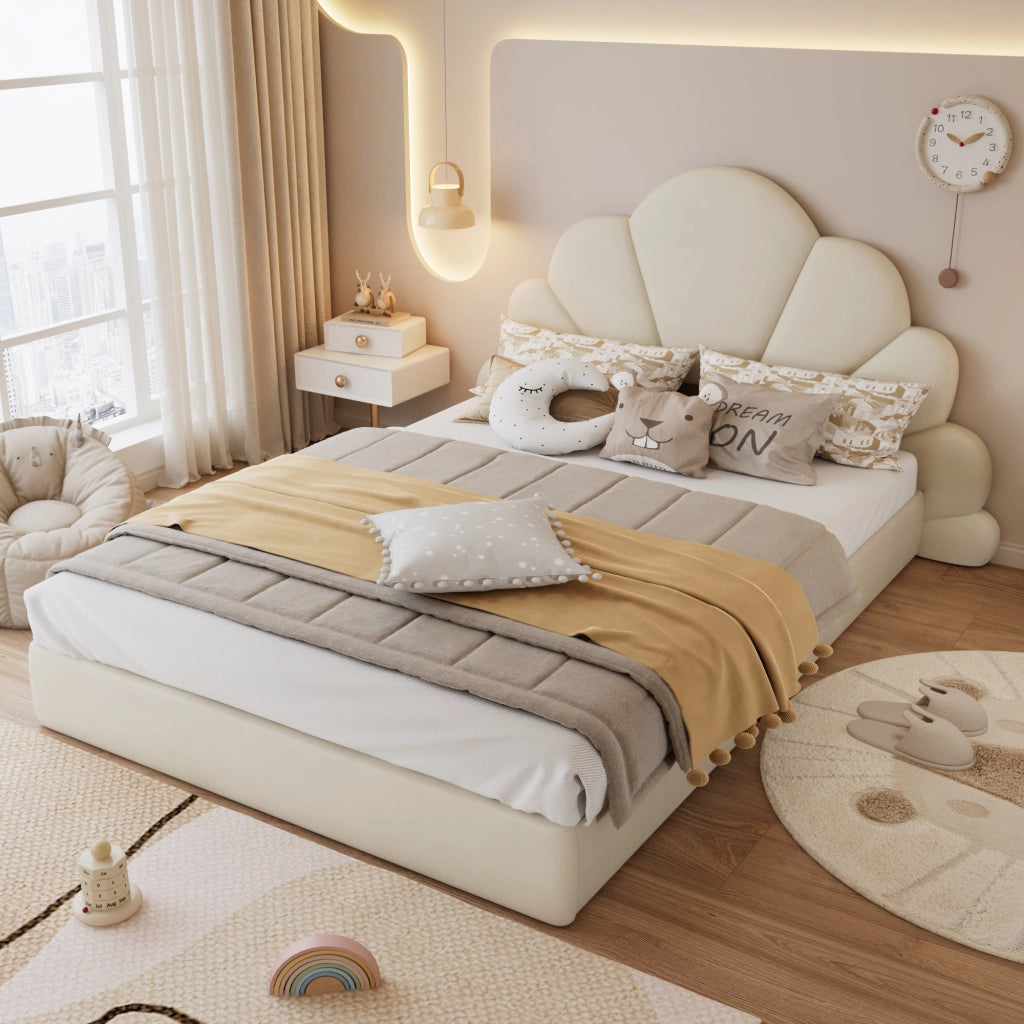 letto imbottito velluto beige 140x200 cm