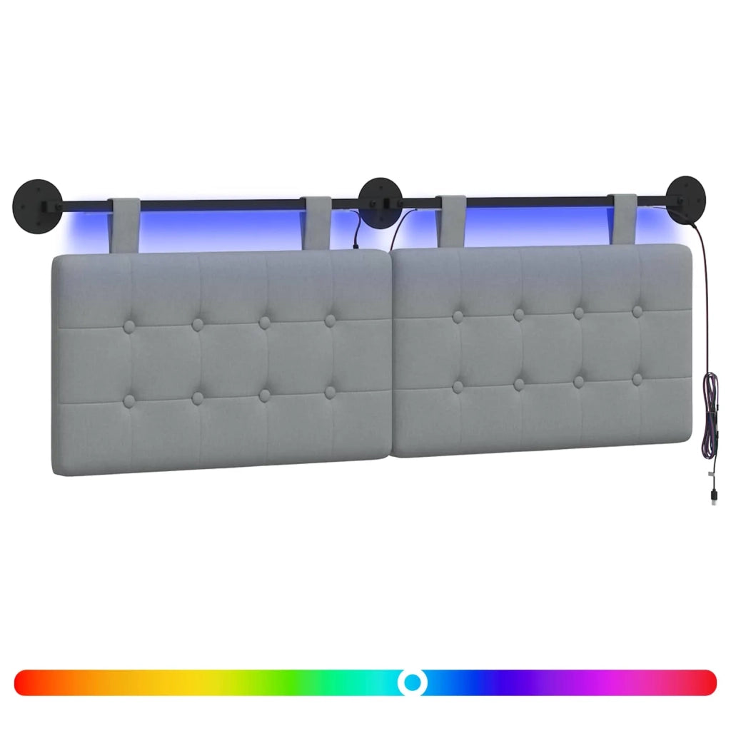Testiera | Testata sospesa Con luce LED Grigio Chiaro Tessuto