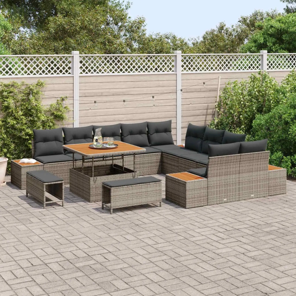 Set Divano da Giardino con cuscino 13 pcs Grigio 3363358