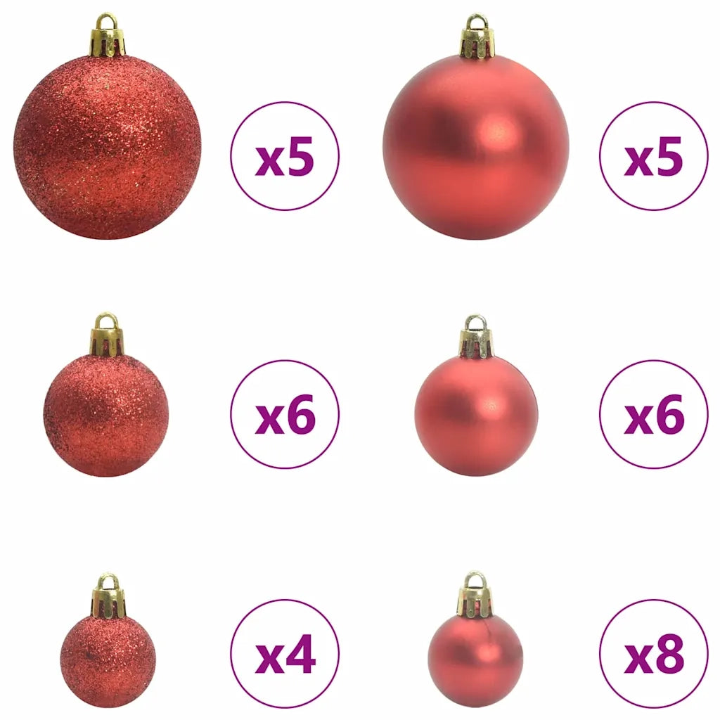 Set di Palle di Natale con 150 LED 61 pcs Rosso Plastica 42018825