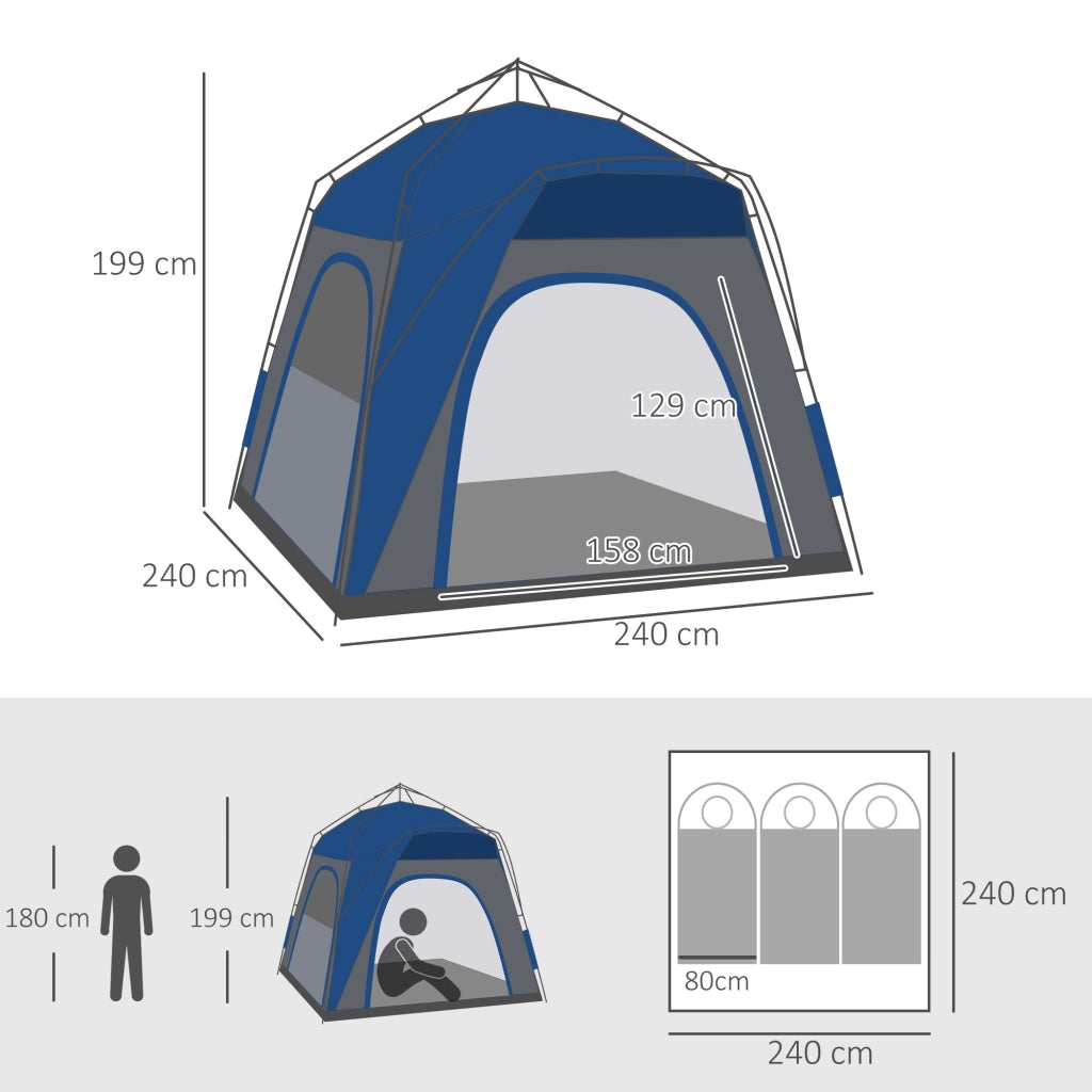 Tenda da Camping Pop Up a Cupola ¨C Minimal ¨C Grigio Blu