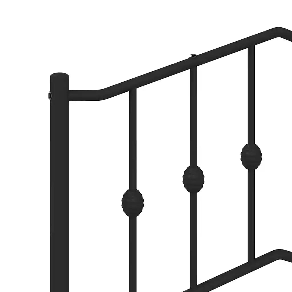 Giroletto con Testiera e Pediera Metallo Nero 100x190 cm 373801