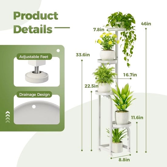 Stand per fiori con 4 livelli - bianco - metallo - decorativo