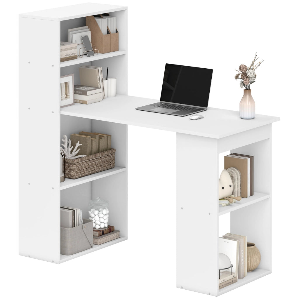 Scrivania Computer con Libreria ¨C Minimal ¨C Bianco 120x55x120 cm