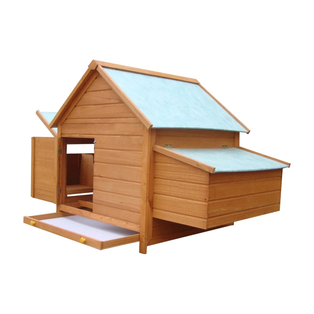 EasyComfort Gabbia per Galline in Legno con Tetto Impermeabile, Pollaio Prefabbricato da Esterno, 160x98.5x107cm