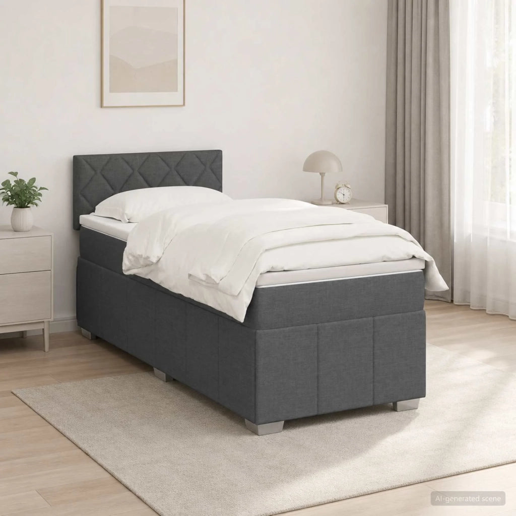 Letto con Box Spring, Materasso e LED Grigio Scuro 90 x 190 cm 3452773