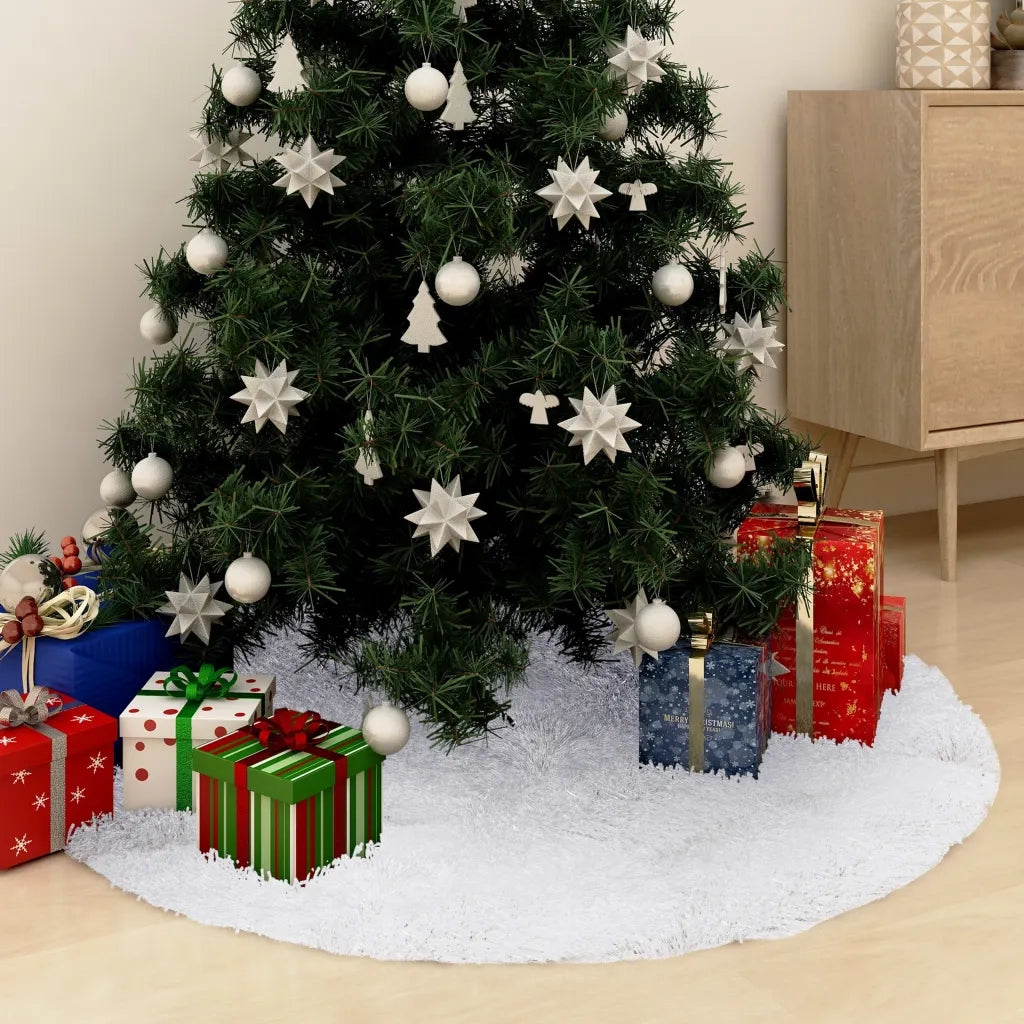 Gonna per albero di Natale bianca 150 cm in pelliccia sintetica 330271