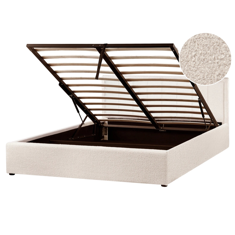 Letto Ottomano Tortora Beige 160x200 cm Struttura imbottita con Testiera