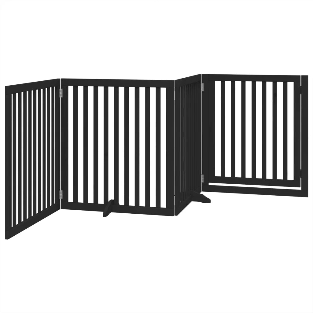 Cancello per Cani Porta Pieghevole Nero 4 Pannelli 320cm Pioppo 352259