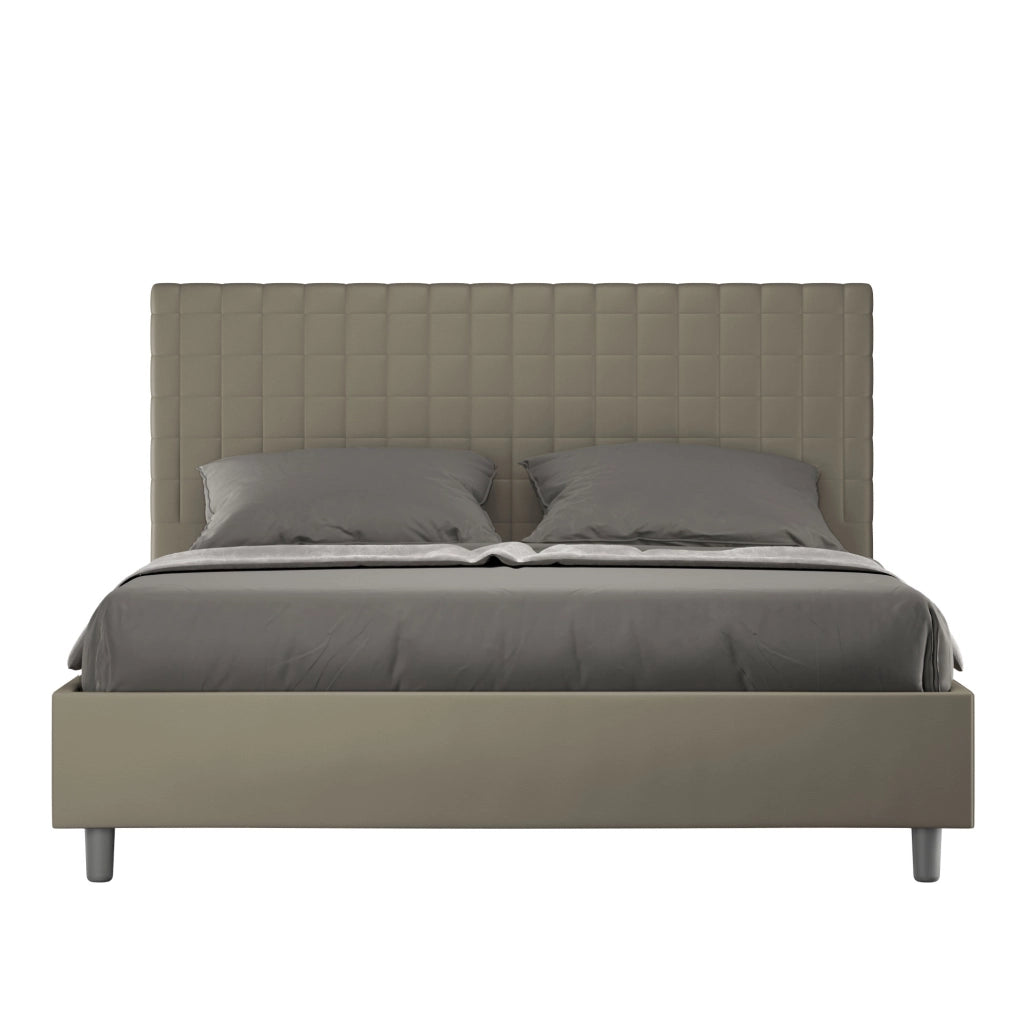 BS COM Letto matrimoniale con rete imbottito 160x210 similpelle cappuccino
