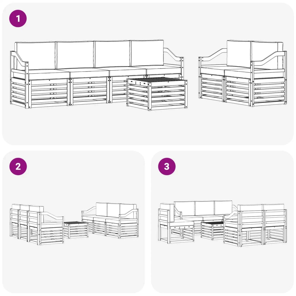 Set di divani da esterno 7 pcs Bianco e Beige Poliestere 3391453