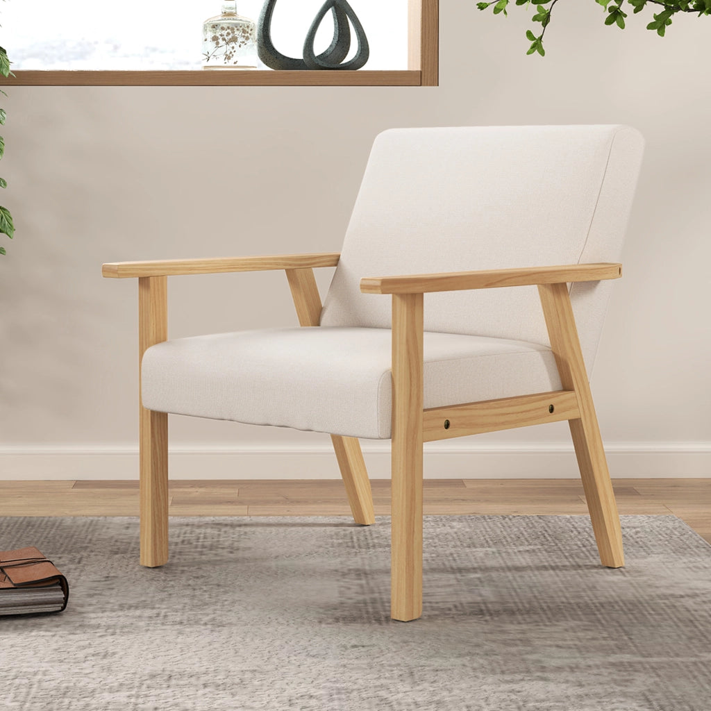 Poltrona in tessuto con braccioli ¨C Minimal ¨C crema 64x70x72