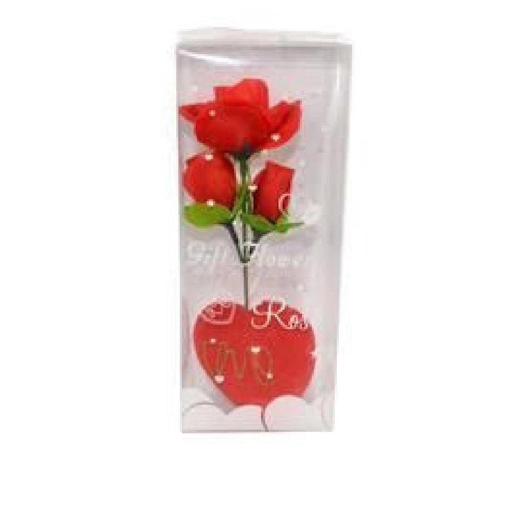 Trade Shop - Rosa Rossa Artificiale Con Cuore Orsetto Box Regalo Per San Valentino 3 Mod Ass -