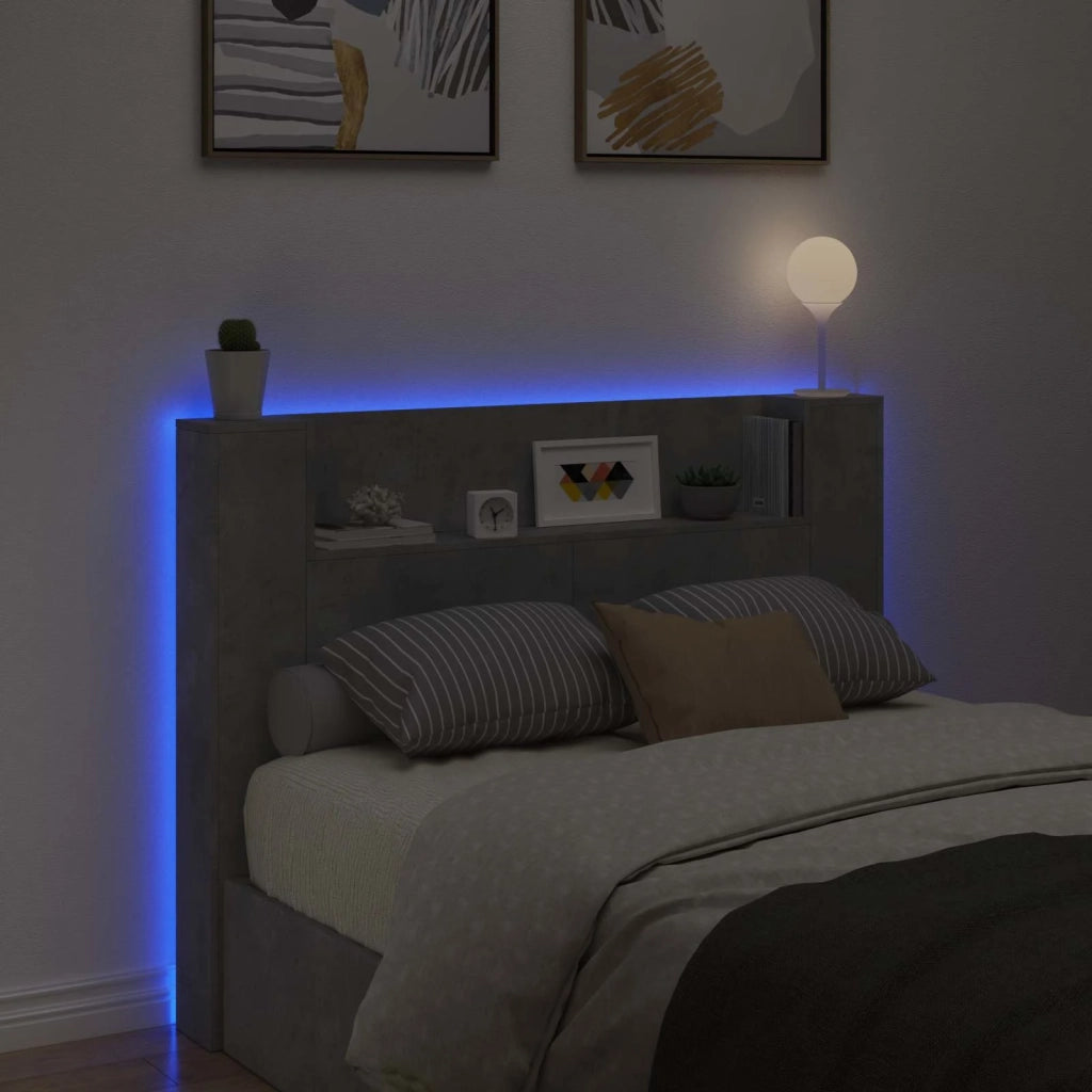 Testata con Mobile e LED Calcestruzzo 140 x 16,5 x 103,5 cm 8006563