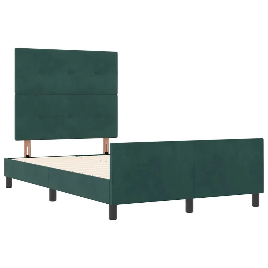 Letto a molle con testiera Verde Scuro 120 x 200 cm Velluto