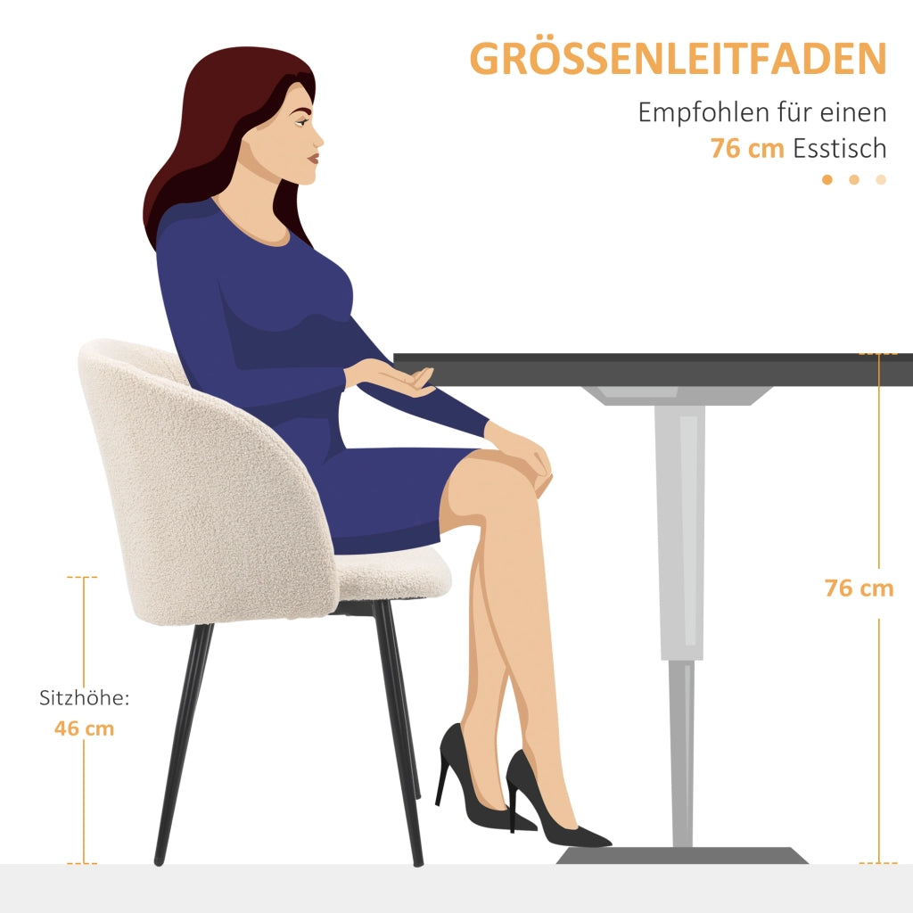 Set 2 Sedie da Pranzo Imbottite con Rivestimento in Tessuto e Gambe in Metallo ¨C Minimal ¨C Cremewei?