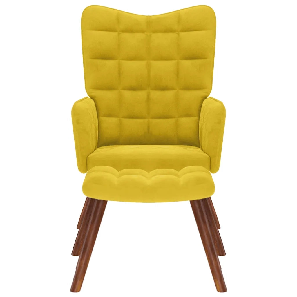 Poltrona Relax con Sgabello in Velluto Giallo 4016828