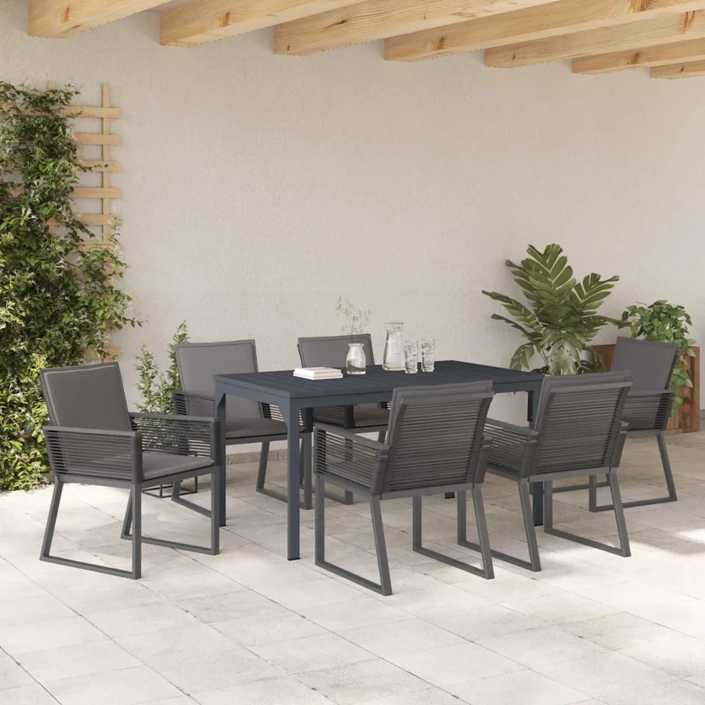 Set da Pranzo per Giardino 7 pcs Antracite polyrattan