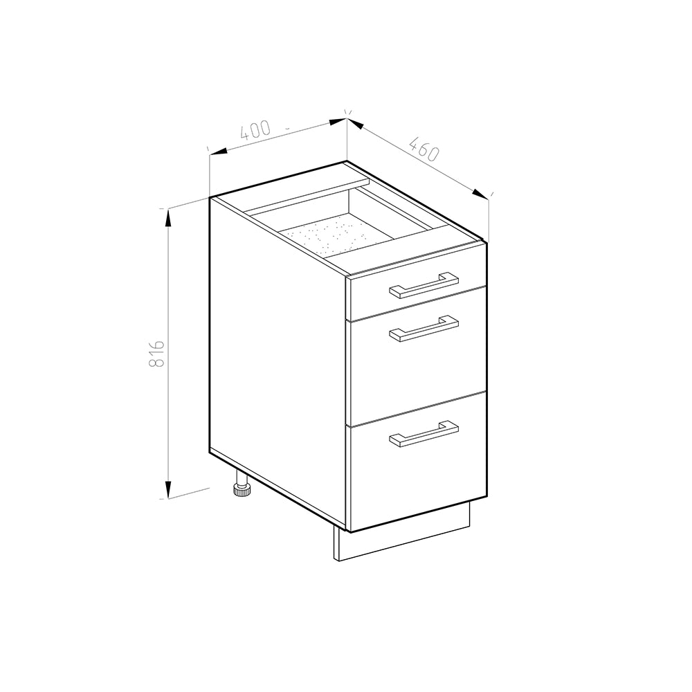 Vicco Base universale Antracite lucido 40 cm con cassetti
