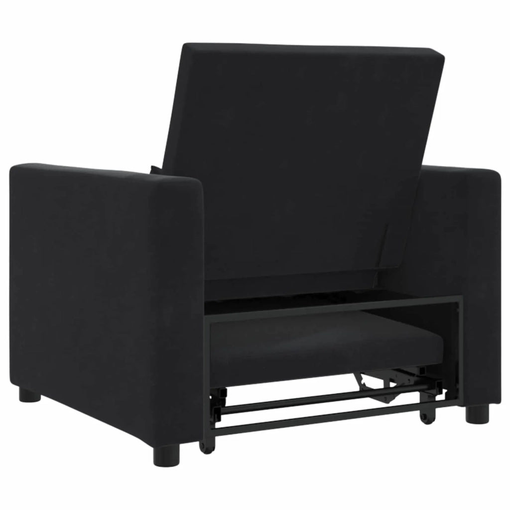 Divano letto estraibile singolo con ruote Nero Velluto 42002703