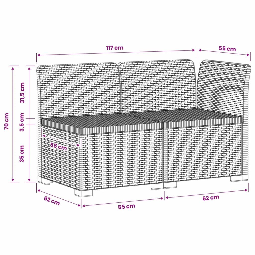 Divano da esterno-Divano da Giardino a 2 Posti Aspetto Rattan PP Bianco