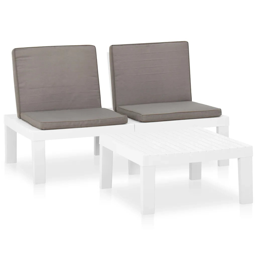 Set Divani da Giardino con Cuscini 2 pz in Plastica Bianco 315852
