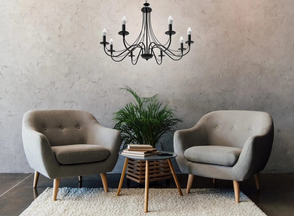 Lampada Da Soffitto Pensile Rustica APP648-8CP Nera