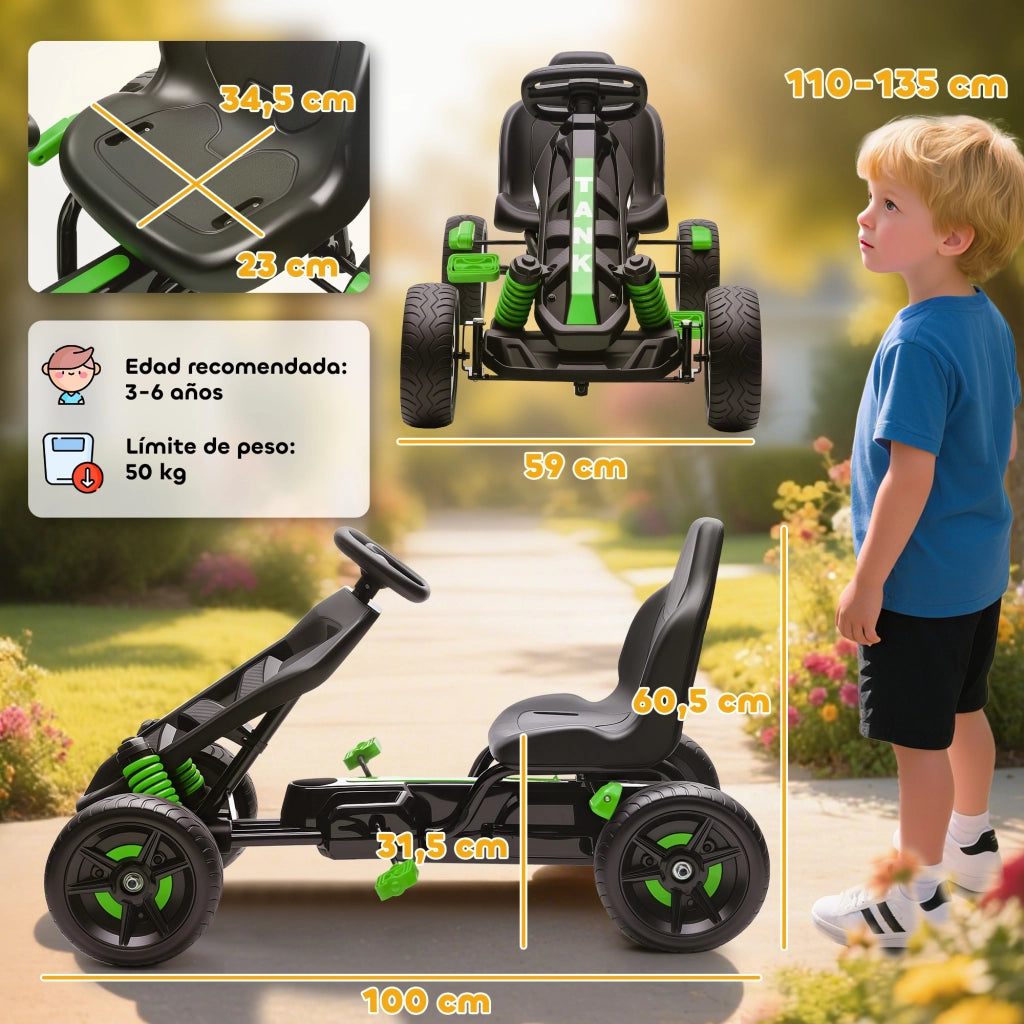 Triciclo a Pedali per Bambini ¨C Minimal ¨C Verde, Metallo, 3+ Anni