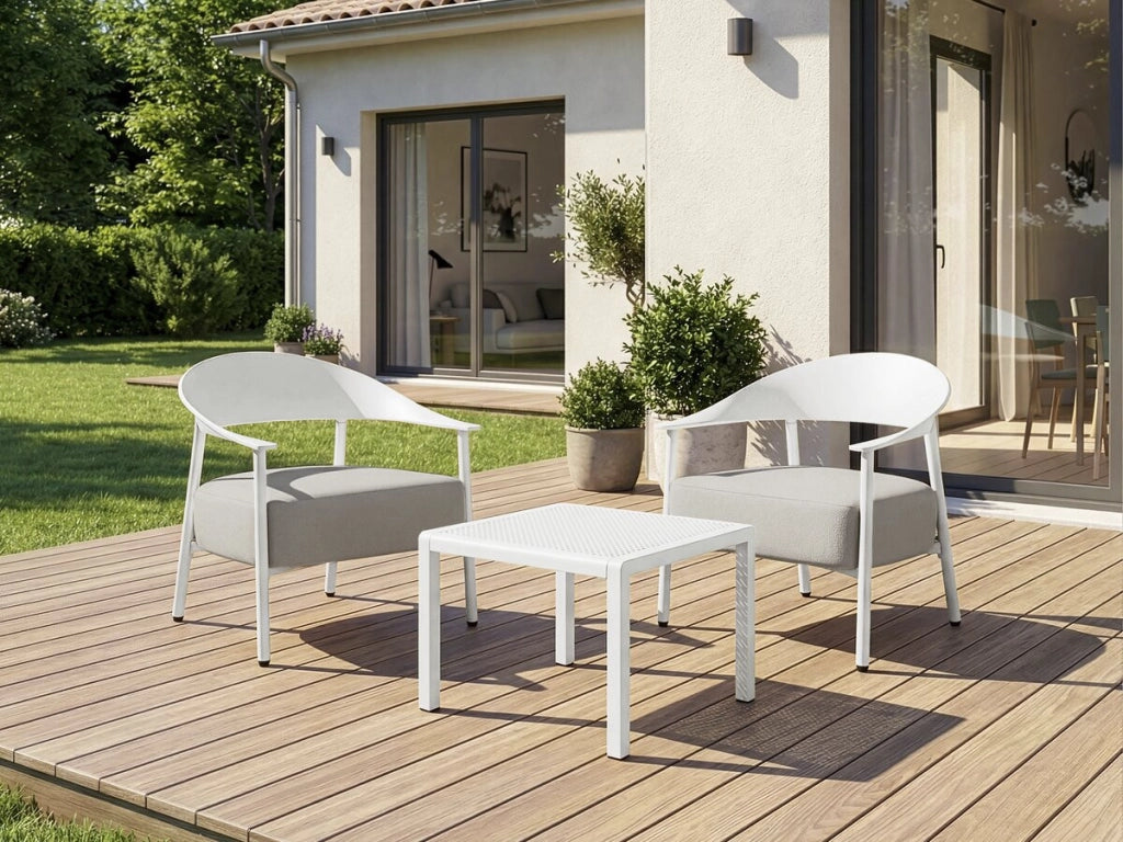 Set di 2 poltrone da giardino "Céora" in plastica e metallo - Bianco