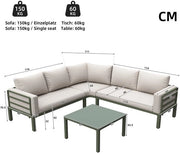 Set di bancali per giardino - Vetro resistente - 5 posti - Cuscini - Cuscini principali