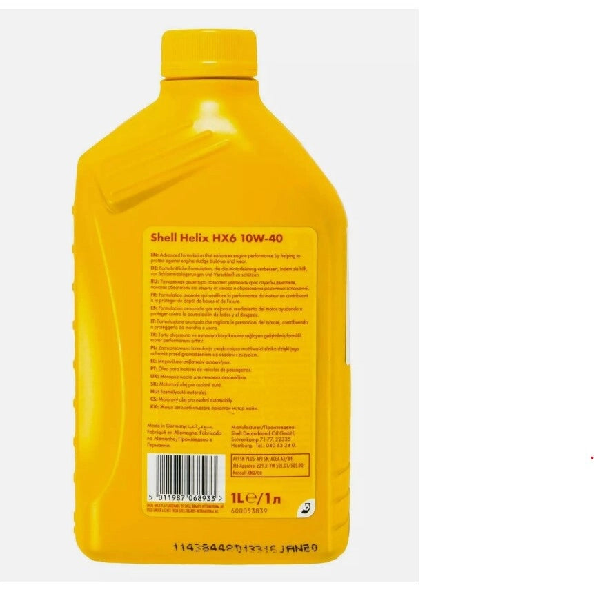 Shell OLIO MOTORE SHELL HELIX HX6 10W-40 1L A3/B4